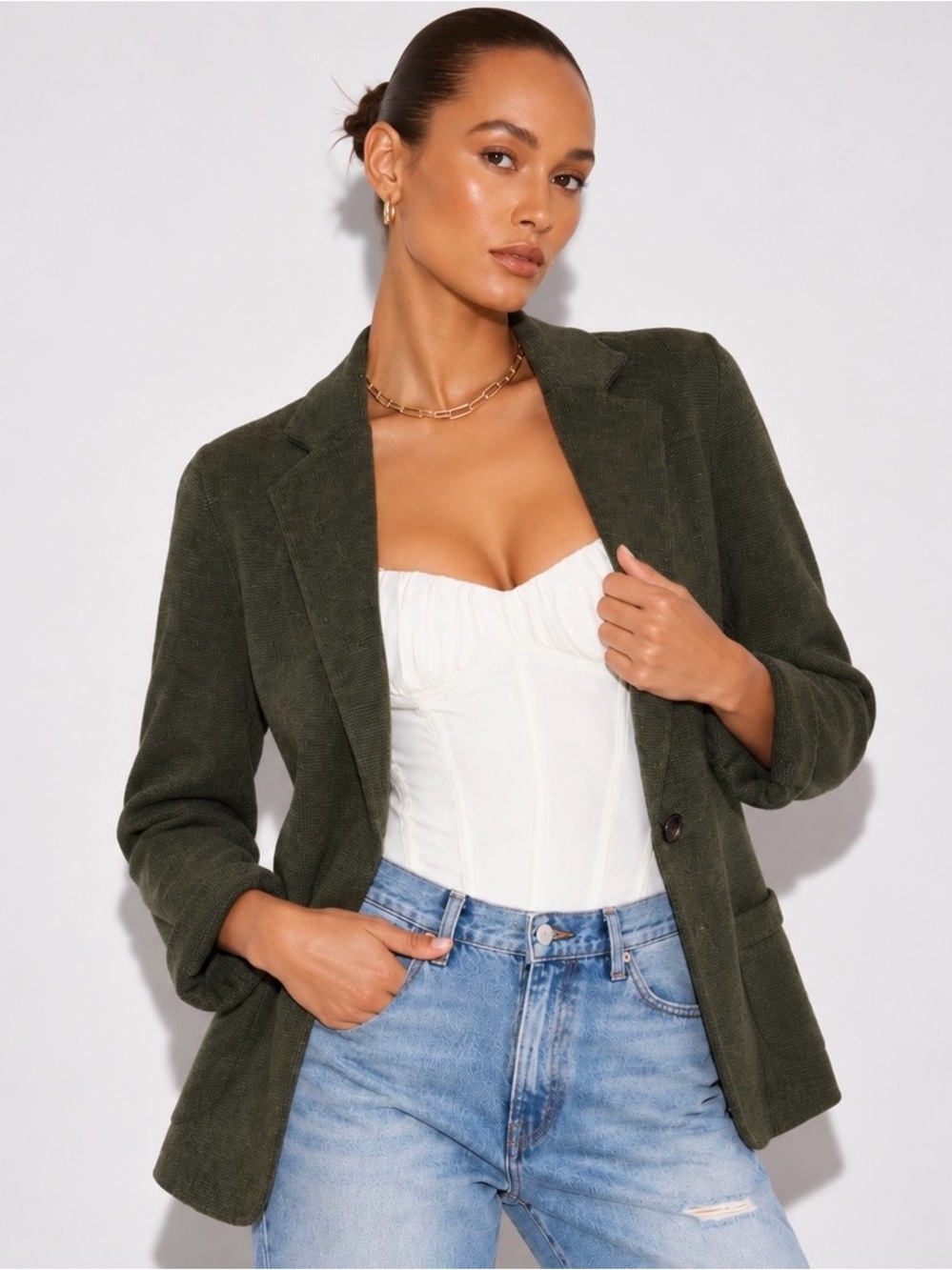J.Crew Olive Green Cotton Blazer S Knit Jacket New Without Tags Autumn Fall Cozy